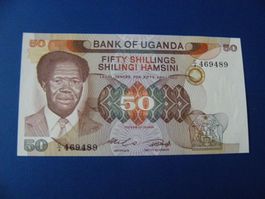 Uganda 50 Schilling Banknote - Seltenes Sammlerstück, UNC