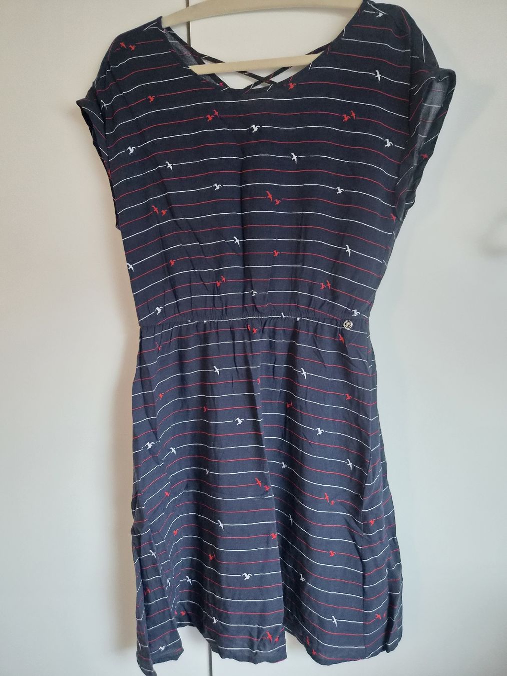Tom Tailor Vestiti: Tom Tailor Kleid Gr. M, Sommerkleid mit Vogel Muster blau  – Usato da Altishofen venduto da tammy05