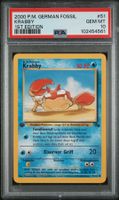 PSA 10 Krabby Fossil 1.Edition 51/62 Deutsch