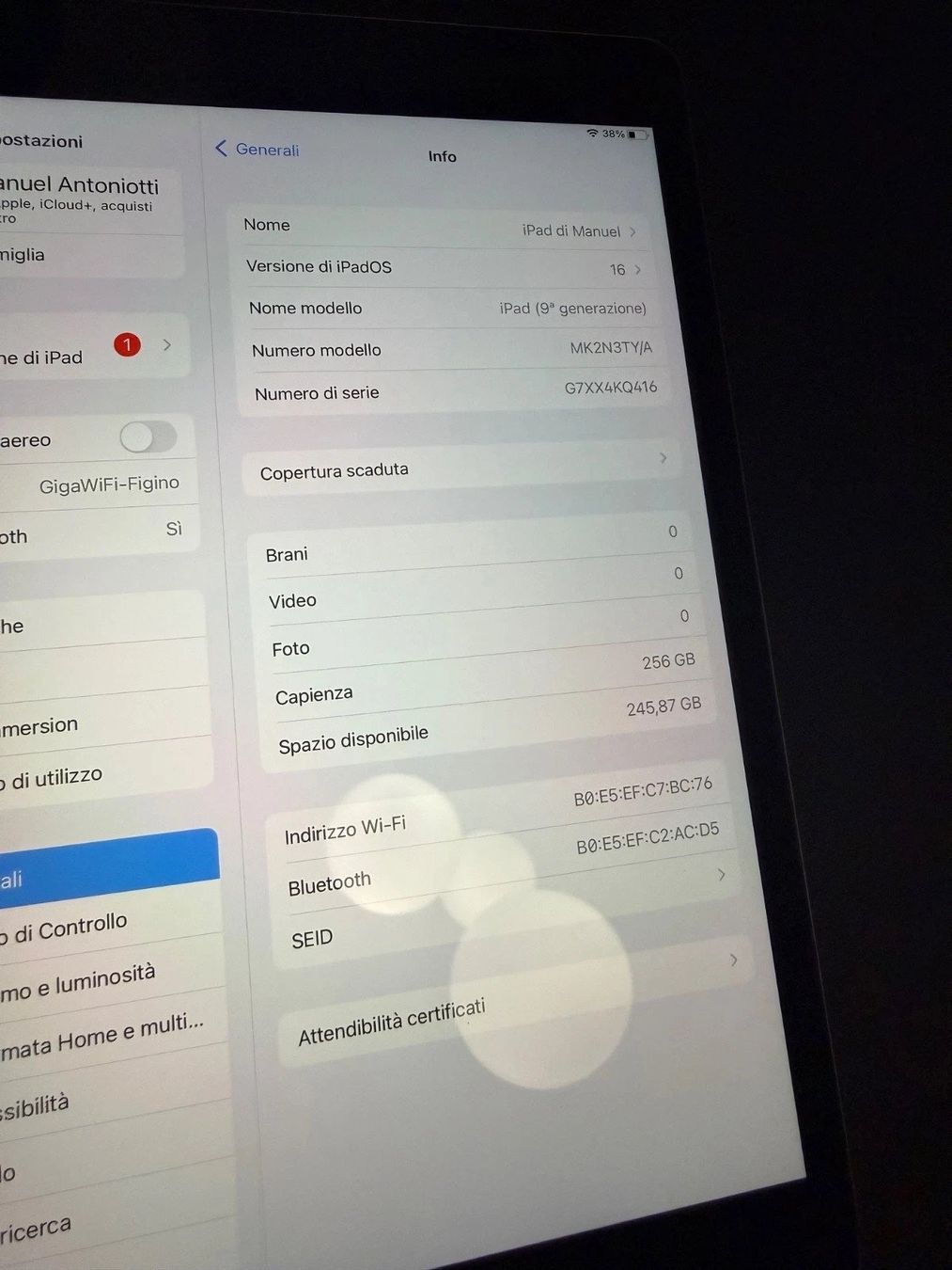 Apple Tablet PC: iPad 9. Gen 256GB Space Gray Wi-Fi – Usato da Figino venduto da ant_l7wz 1