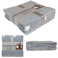 Kuscheldecke 200x150cm Stern-Motiv hellgrau/creme