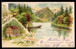 AK Seealpsee, Boot und Gasthaus, 1900
