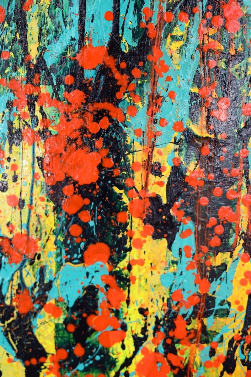 Tableaux: Abstraktes Acrylbild Dynamik Farbe Action 120x160 cm – Neuf avec emballage d'origine à  par  8