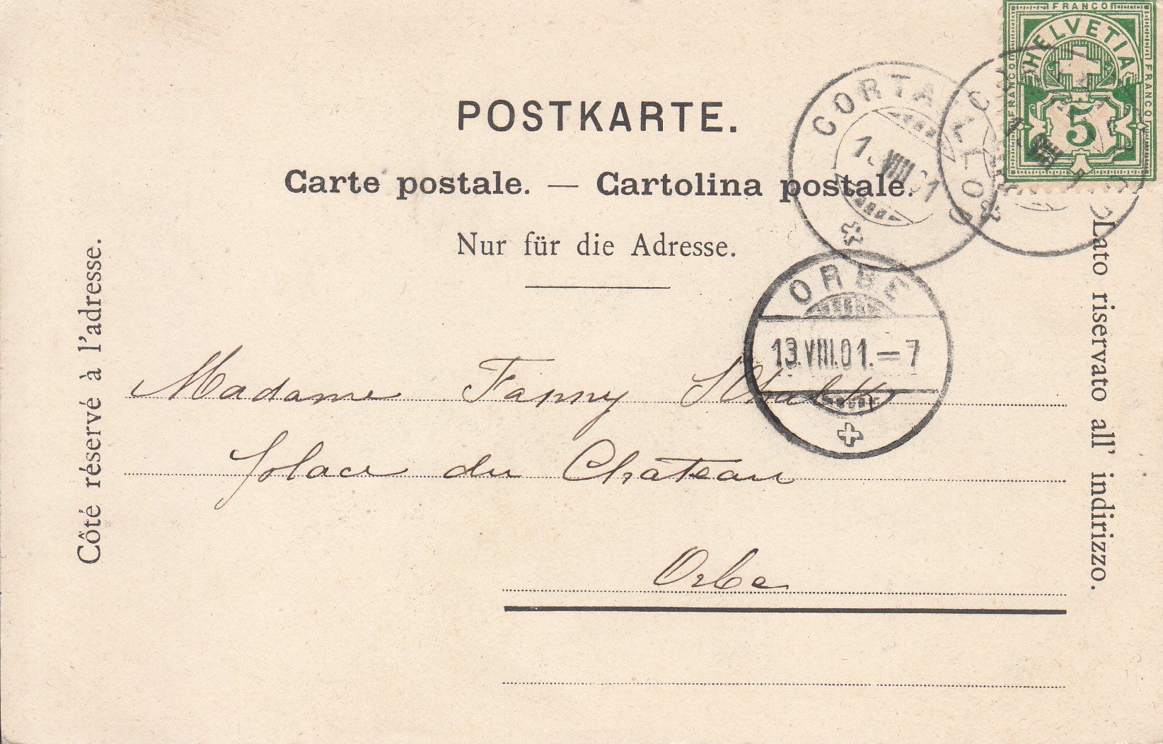 Ansichtskarten: Rocher de Tablette 1901 – Gebraucht aus Bürglen TG von StampGraf 1