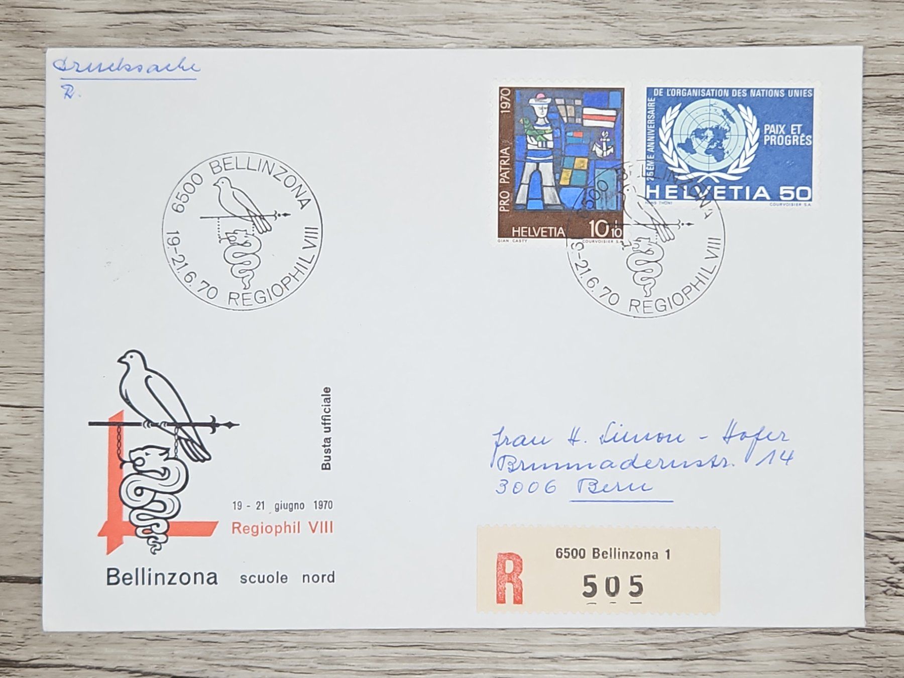 Tutti i francobolli: CL18 Enveloppe + Timbre Suisse 1970 – Usato da Cousset venduto da Patrick_Collections