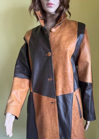 ECHT LEDER KURZMANTEL IN  BRAUN-COGNAC  GR.M