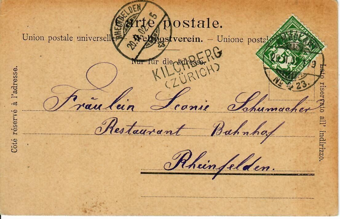 Cartoline postali: Zürich 1902 - Stabstempel Kilchberg – Usato da Hochdorf venduto da Ziegel-16 1