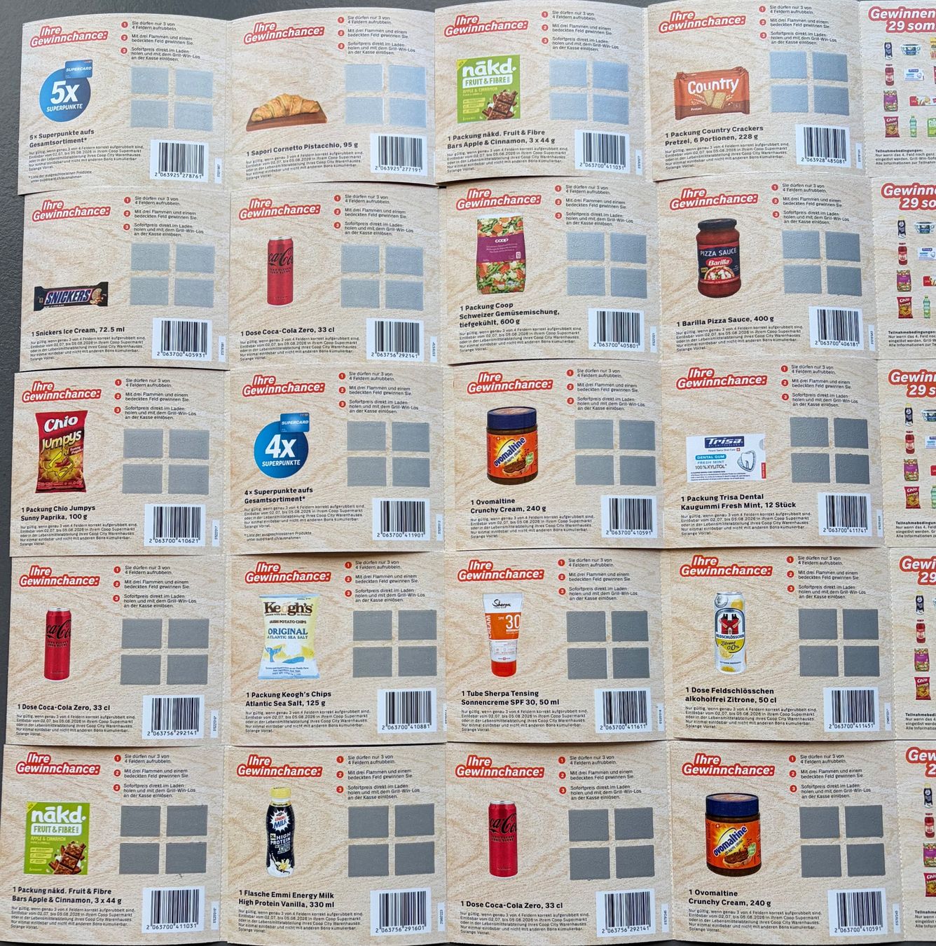 Gutscheine: 20 neue *** GRILL WIN Lose *** Coop – Neu und originalverpackt aus Birmensdorf ZH von Crbeizurich