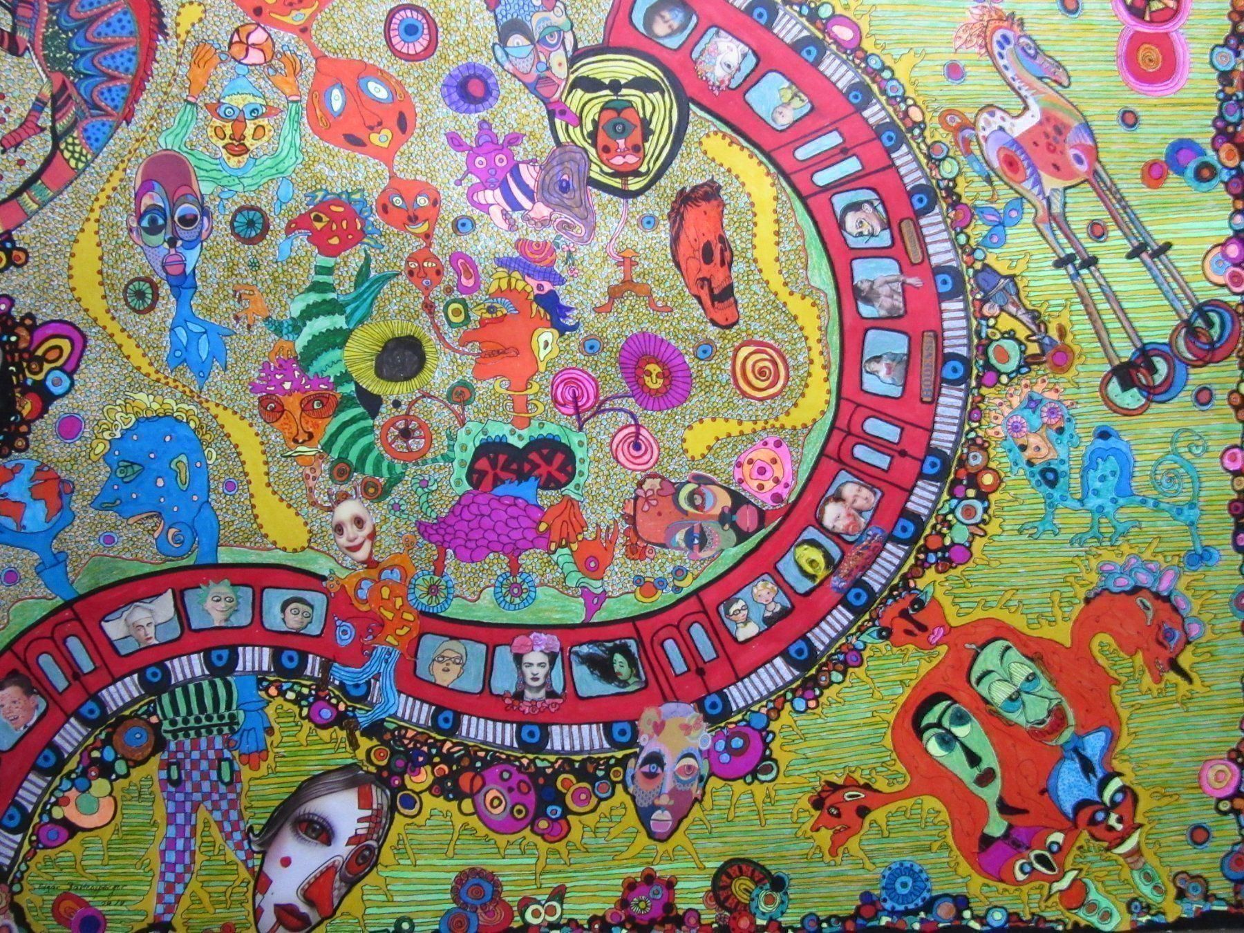 Dipinti: EDGAR BALTENSPERGER COLLAGE GRÖSSE 100X70CM – Usato da Gersau venduto da grafik-kunst 2