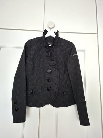 Blazer AIRFIELD noir texturé à volants – Taille 36