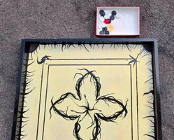 Vintage Carrom-Spielfeld (Holz) inkl. Spielsteinen – Klassik