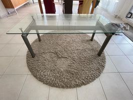 Esstisch mit Glasplatte und Metallgestell guter Zustand