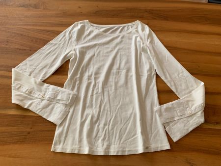 MARC CAIN weisses Traum Sweatshirt mit Blusenärmel Gr. M NWT
