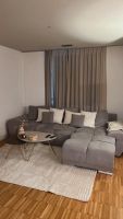 Ecksofa Grau Stoff mit 6 Kissen