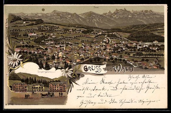 Cartes postales: Litho Wald, Totalansicht und Lungensanat – D'occasion à Berlin par bartko-reher