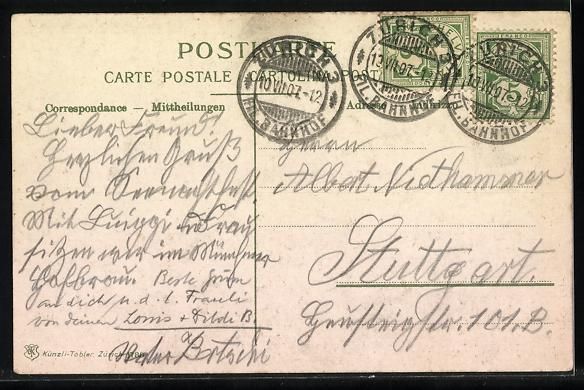 Ansichtskarten: Zürich, eidg. Schützefest 1907, Päarc – Gebraucht aus Berlin von bartko-reher 1