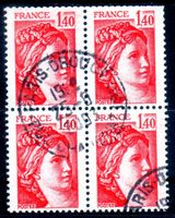 FRANKREICH 1980 SABINE 4ERBLOCK GESTEMPELT - K497