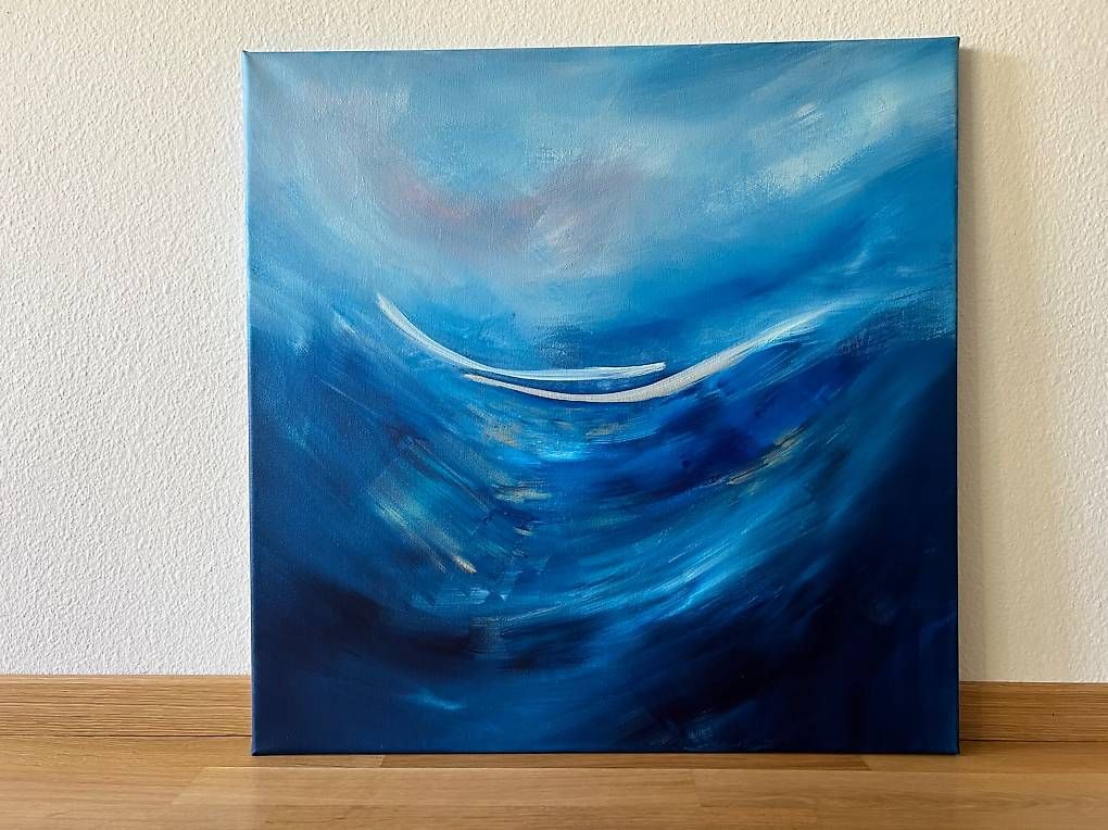 Dipinti: Acrylbild 70x70cm "Hoffnung" blau & silber – Nuovo e nell'imballaggio originale da Urdorf venduto da manuela4 3