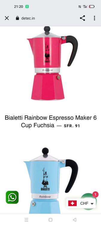 Cafetière Bialetti RAINBOW 6 tasses - Fuschia
