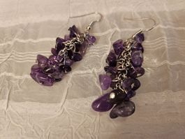 Halbdelstein splitter Ohrringe Amethyst