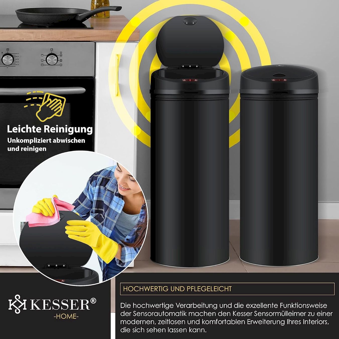 Hailo Cestini per rifiuti: Automatik Sensor Mülleimer 56L schwarz – Nuovo e nell'imballaggio originale da Bottighofen venduto da zaap 1
