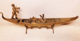 Statuina Gondoliere Gondel Veneziano Vintage in Ottonen 1970