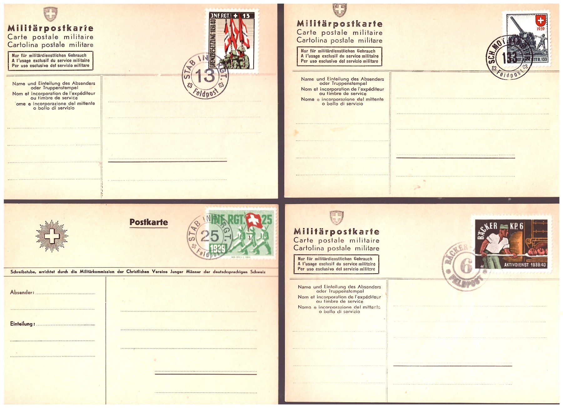 Alle Briefmarken: # 144 --- MILITÄRPOSTKARTEN – Gebraucht aus Dübendorf von Piero2