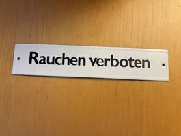 Vintage Hinweisschild „Rauchen verboten“ aus Email ca. 1980