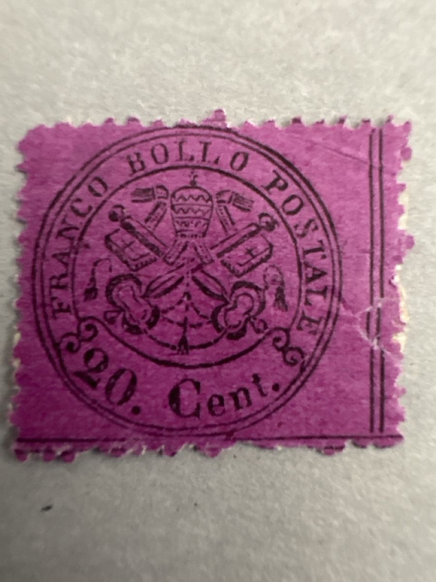 Alle Briefmarken: Timbre Vatican Franco Bollo Postale 20 Cent violet – Gebraucht aus Carouge GE von irma016