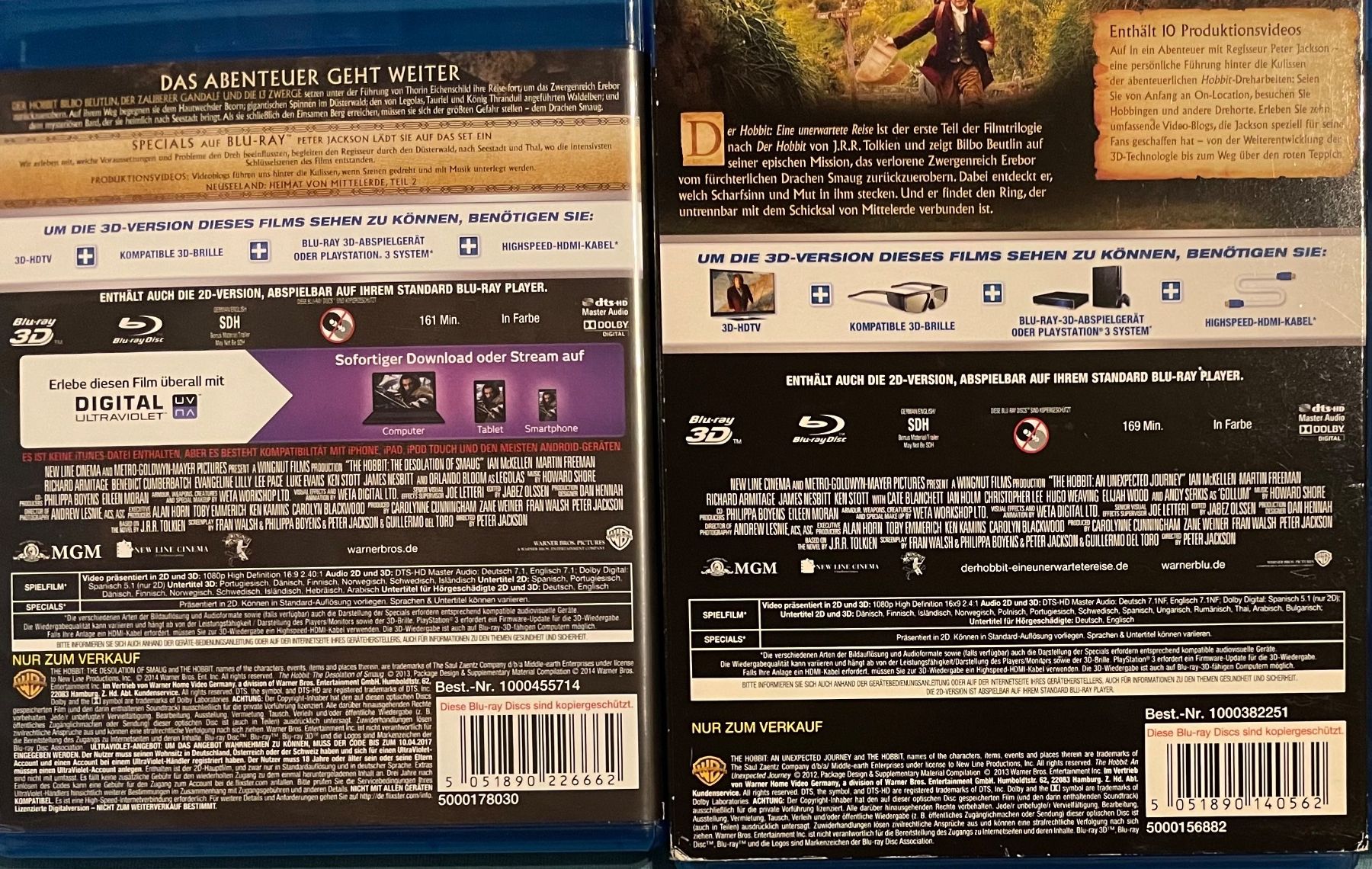 Tutti i DVDs: Der Hobbit 1 + 2   3D – Usato da Waldenburg venduto da Gonzo8 1