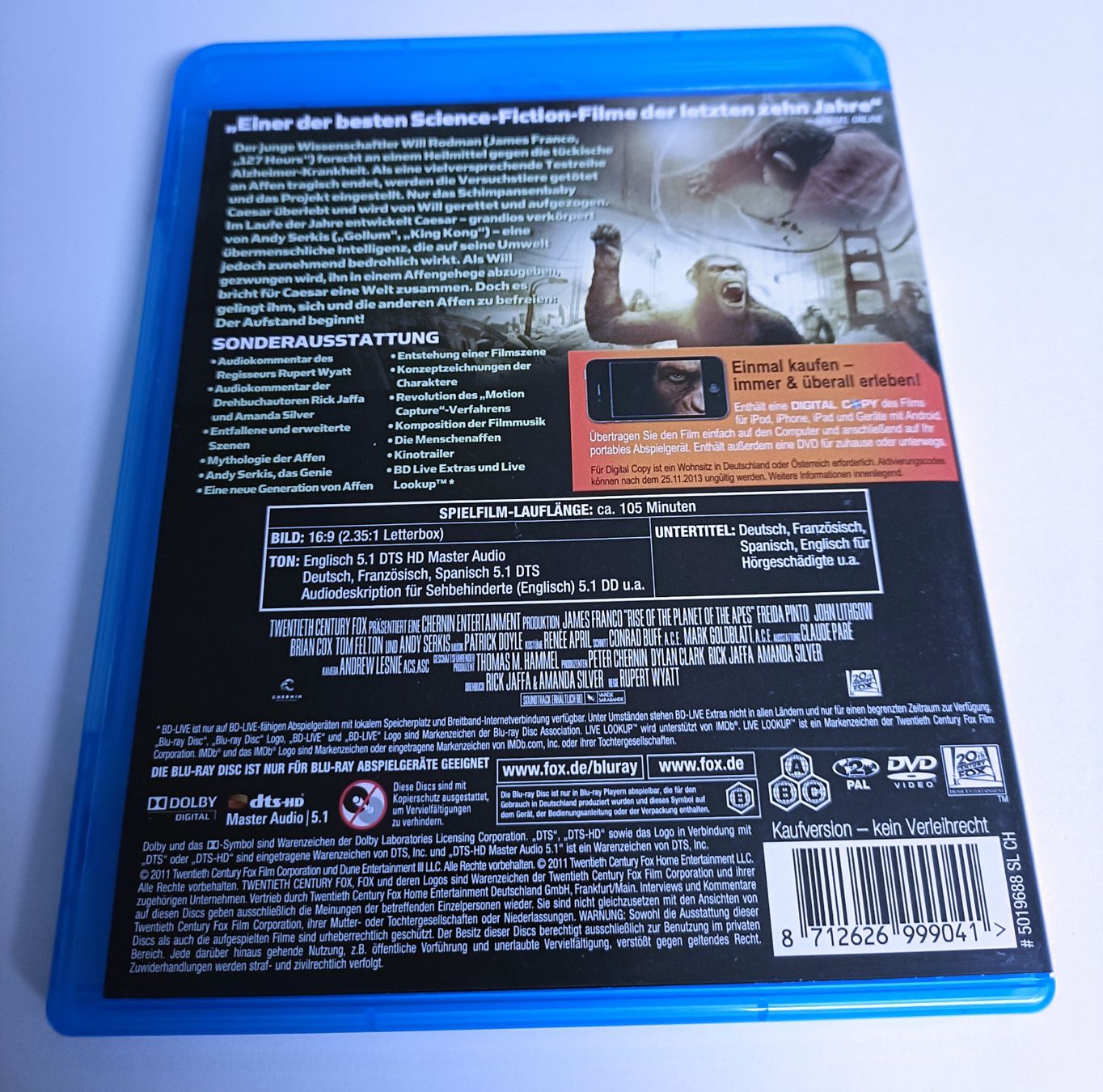 Alle DVDs: Planet der Affen  -  Prevolution  /  Bluray + DVD – Gebraucht aus Köniz von Movieportal007 1