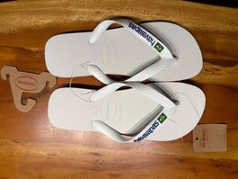 Havaianas Brasil Logo Flip Flops weiss Gr. 41/42 NEU