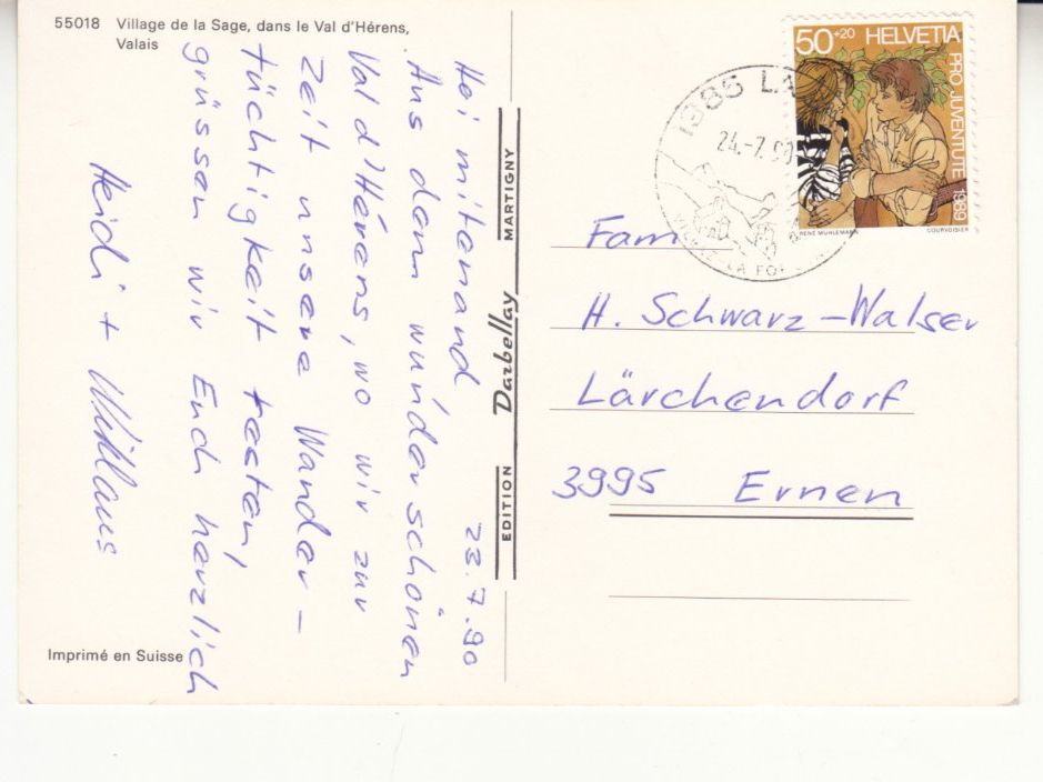Cartoline postali: La Sage 1989 – Usato da Bürglen TG venduto da StampGraf 1