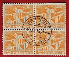 LANDSCHAFT 298 VIERERBLOCK SEHR SCHÖN BAHNPOST AMBULANT 1952