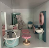 Puppenmöbel Badezimmer Einrichtung fürs Puppenhaus aus Holz