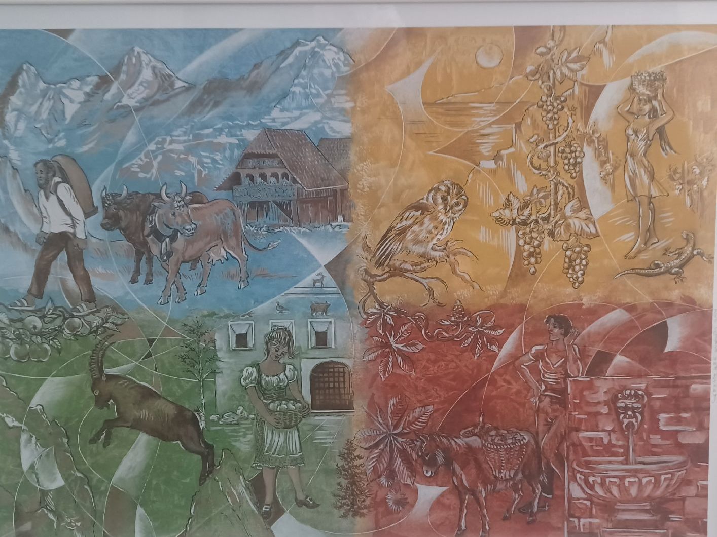 Grafica & Litografie: Farb-Lithographie "Die Schweiz" von Simone Erni – Nuovo e nell'imballaggio originale da Horw venduto da Benny24