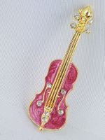 Brosche  -  VIOLINE  mit Glitzersteinen - 5,5x2cm - Neu