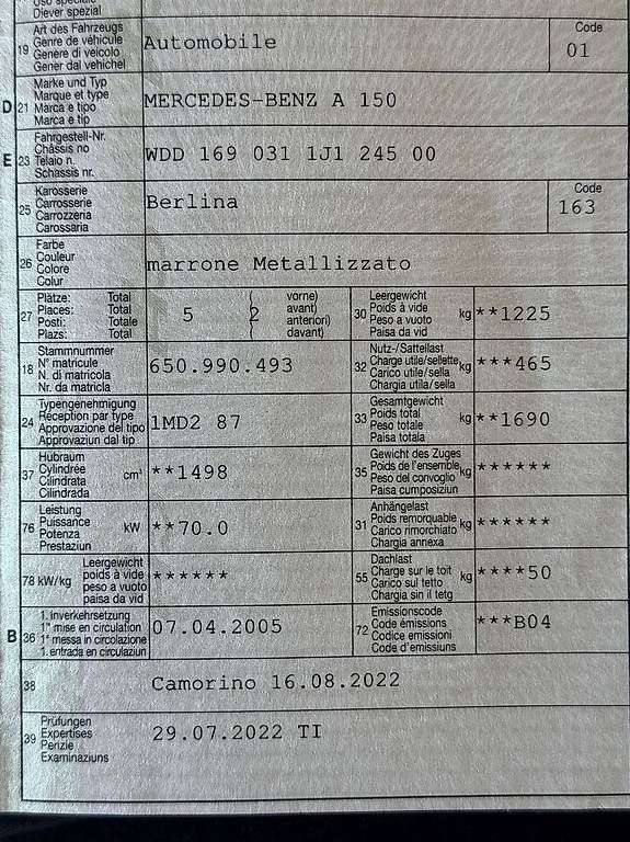Automobili: Mercedes A150 (PER EXPORT) – Usato da Agno venduto da jonnyautosagl 8