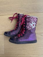 Girls Purple Sequin Winter Boots, Size 27, Star Detail
