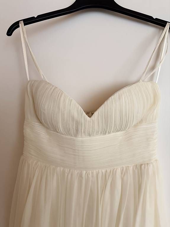 Vestiti: Cremefarbenes langes Abendkleid mit Chiffon / Gr. 38 – Usato da Weiningen ZH venduto da MelVintage 2