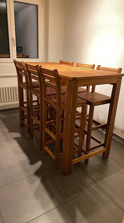 Set di tavolo e panche: Hoher Esstisch 7-teilig, – Usato da Steinen venduto da mel_scg6 1