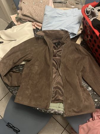 H&M Jacke braun Wildleder Optik Reissverschluss herren