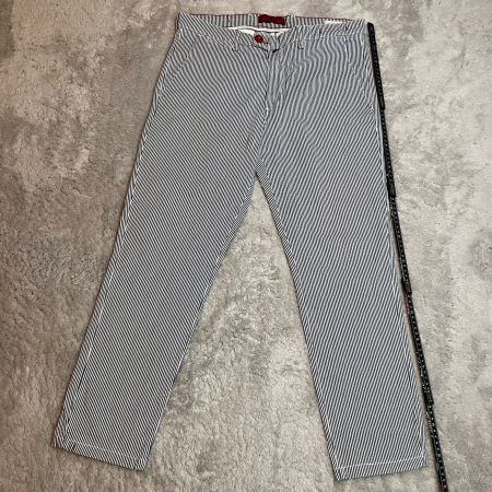 Baronio Chino Hose W34 Weiss Blau Gestreift Made in Italy