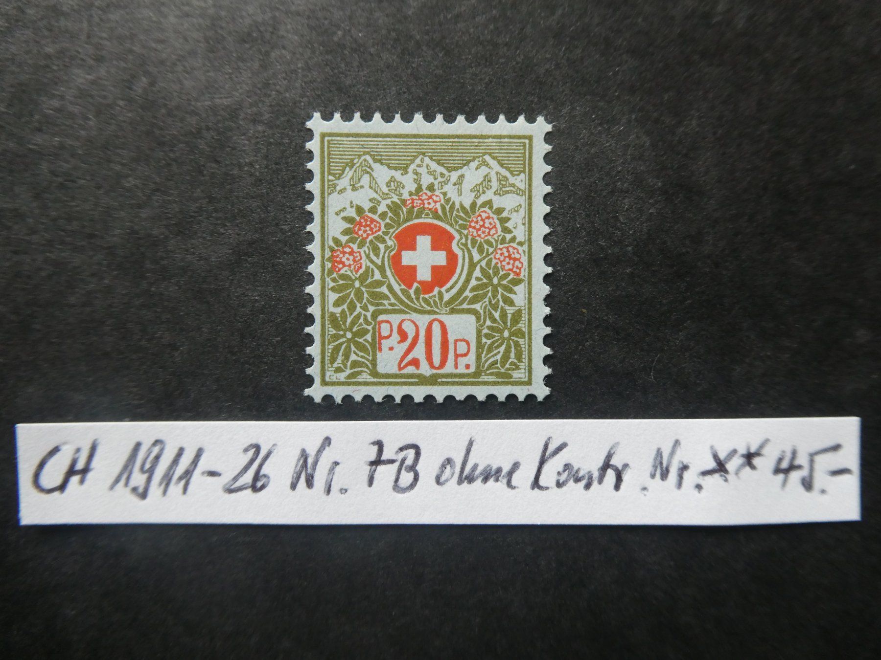 Tutti i francobolli: CH 1911-1926 Nr. 7B postfrisch ** ohne Kontrollnummer – Usato da Lausen venduto da Herbamare01