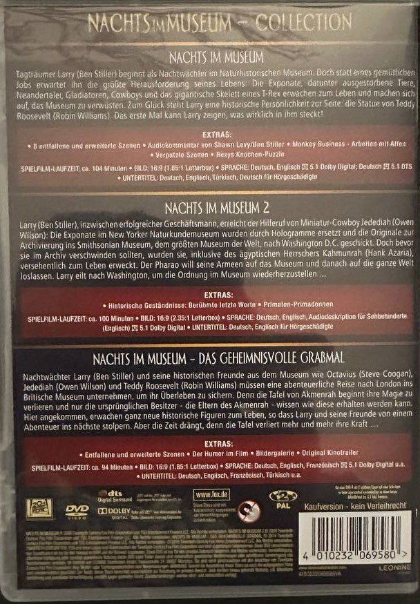 Tutti i DVDs: DVD Collection: Nachts im Museum 1-3 – Usato da Beringen venduto da Mantafisch1 1