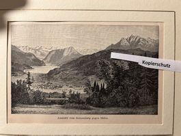 KRIENS Stich "Aussicht vom Sonnenberg.." mit Horw, ca. 1880