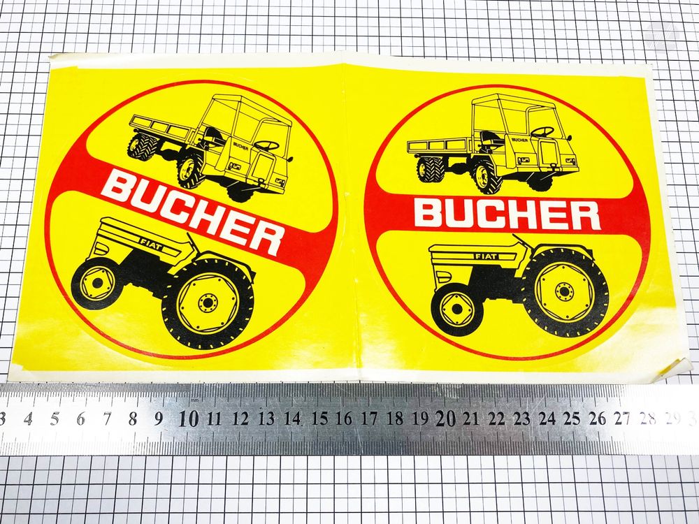 BUCHER Traktor Aufkleber Sticker Abziehbild Kleber Vintage