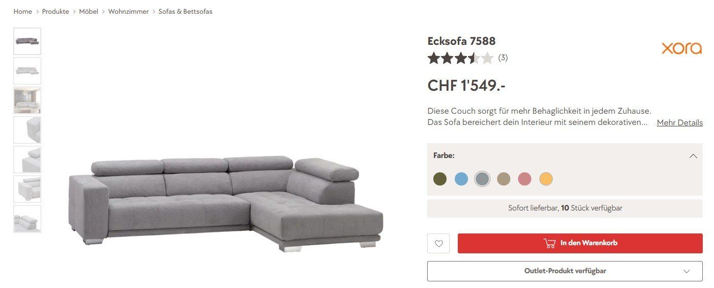 Sofas: Ecksofa Xora 7588 – Neuf (Voir description) à Seuzach par rotor82 1
