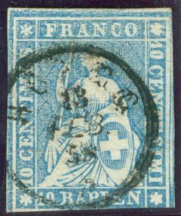 Tutti i francobolli: 1858 Schweiz Strubel – Usato da Zürich venduto da yago-rot