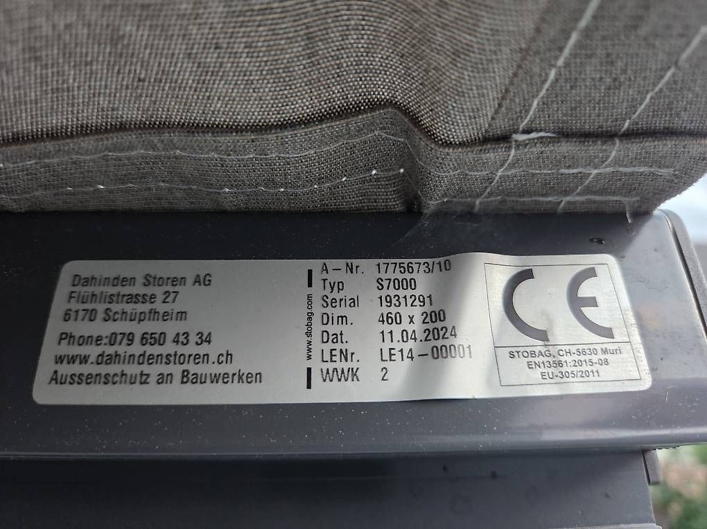 Tende da sole: Sonnenstore STOBAG 460 x 200 – Usato da Escholzmatt venduto da marode83 2